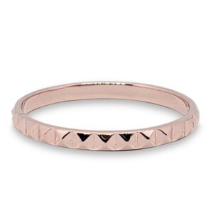 Solid 10K Women's Rose Gold Ring 2mm Size 1 - 12 Midi Studded Stacking Ring