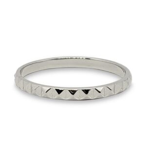 Solid 14K Women's White Gold Ring 2mm Size 1 - 12 Midi Studded Stacking Ring