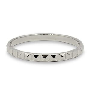 Solid 18K Women's White Gold Stacking Ring 2mm, Midi Gold Stud Ring, Size 1 - 12