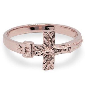 Solid 14K Rose Gold Crucifix Ring, INRI Jesus Cross Ring, Sizes 3 - 12