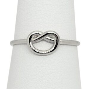 Solid 18K Women's White Gold Love Knot Ring Gold Sizes 1 - 12, Midi