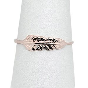 Solid 10K Rose Gold Feather Ring, Midi Ring, Gold Knuckle Ring