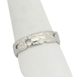 Solid 18K White Gold Nugget Ring Band, 5mm Mens Gold Ring, Sizes 1 - 15
