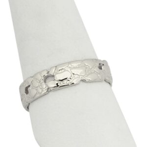 Solid 10K White Gold Nugget Ring Band, 5mm Mens Gold Ring, Sizes 1 - 15