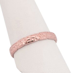 Solid 18K Rose Gold Nugget Ring Band, 3mm Mens Gold Ring Sizes 1 - 15