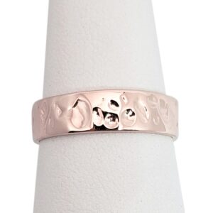 Solid 10K Rose Gold Hammered Band, Handmade 6mm Wedding Ring Deep Hammer Texture
