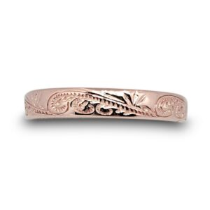 Solid 10K Women's Rose Gold Ring Engraved Hawaiian Scroll Ring 4mm Size 1 - 12