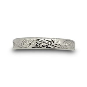 Solid 14K Women's White Gold Hawaiian Scroll Ring, Gold Hawaiian Jewelry 4mm Size 3 - 12