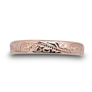 Solid 14K Women's Rose Gold Hawaiian Scroll Ring, Gold Hawaiian Jewelry 4mm Size 3 - 12