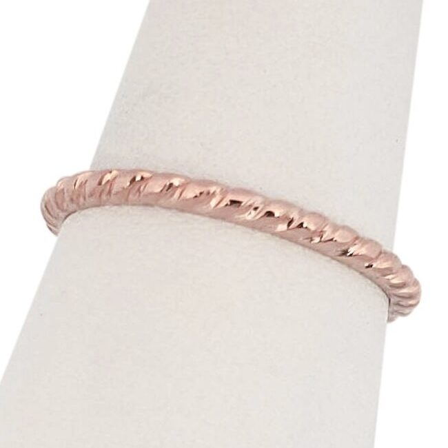 Solid 10K Women's Rose Gold Ring Gold Twist Ring Stacking Ring Midi Size 1-12