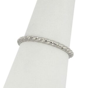 Solid 14K Women's White Gold Twist Ring Gold Stacking Ring Midi Size 1-12