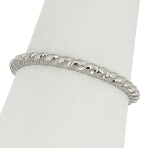 Solid 14K Women's White Gold Twist Ring Gold Stacking Ring Midi Size 1-12