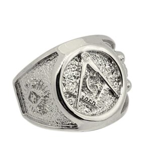 Solid 18K White Gold Freemason Ring Masonic Double Headed Eagle, Size 5 - 15