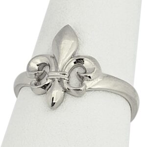 Solid 10K White Gold Fleur de Lis Ring, Sizes 3 - 12, Fleur-de-Lis