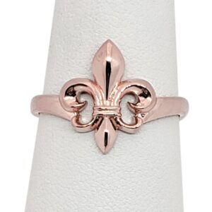 Solid 10K Rose Gold Fleur de Lis Ring, Sizes 3 - 12, Fleur-de-Lis