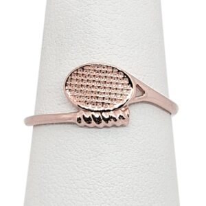 Solid 10K Rose Gold Tennis Ring Womens Tennis Racket Ring Size 3-12