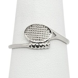 Solid 14K White Gold Tennis Ring Womens Tennis Racket Ring Size 3-12