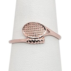 Solid 14K Rose Gold Tennis Ring Womens Tennis Racket Ring Size 3-12
