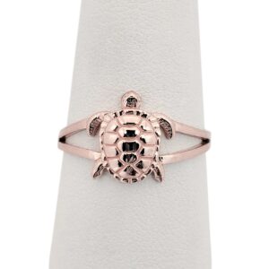 Solid 18K Women's Rose Gold Turtle Ring Jewelry, Sizes 3 - 12