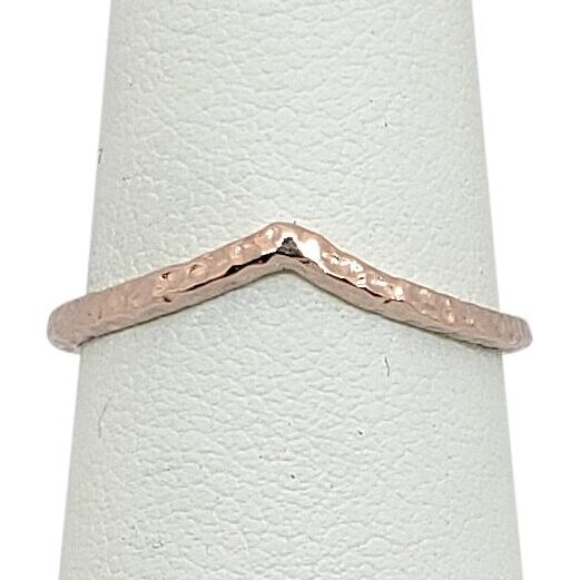 Solid 18K Rose Gold Hammered Ring Gold Chevron Ring Size 1 - 12