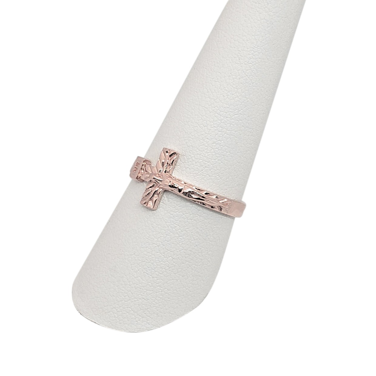 Solid 10K Rose Gold Cross Ring, Sizes 3 - 12, Crucifix, INRI