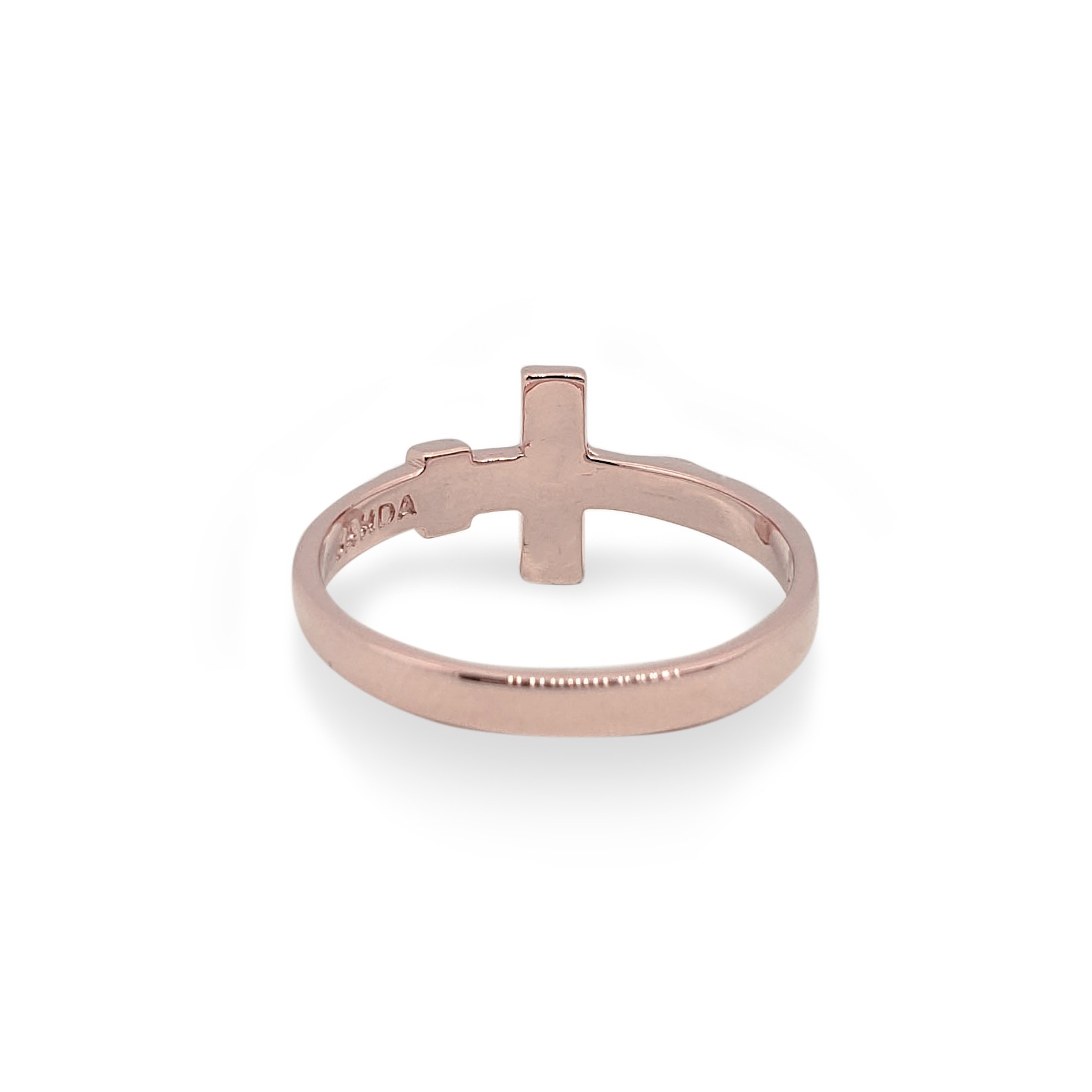 Solid 10K Rose Gold Cross Ring, Sizes 3 - 12, Crucifix, INRI
