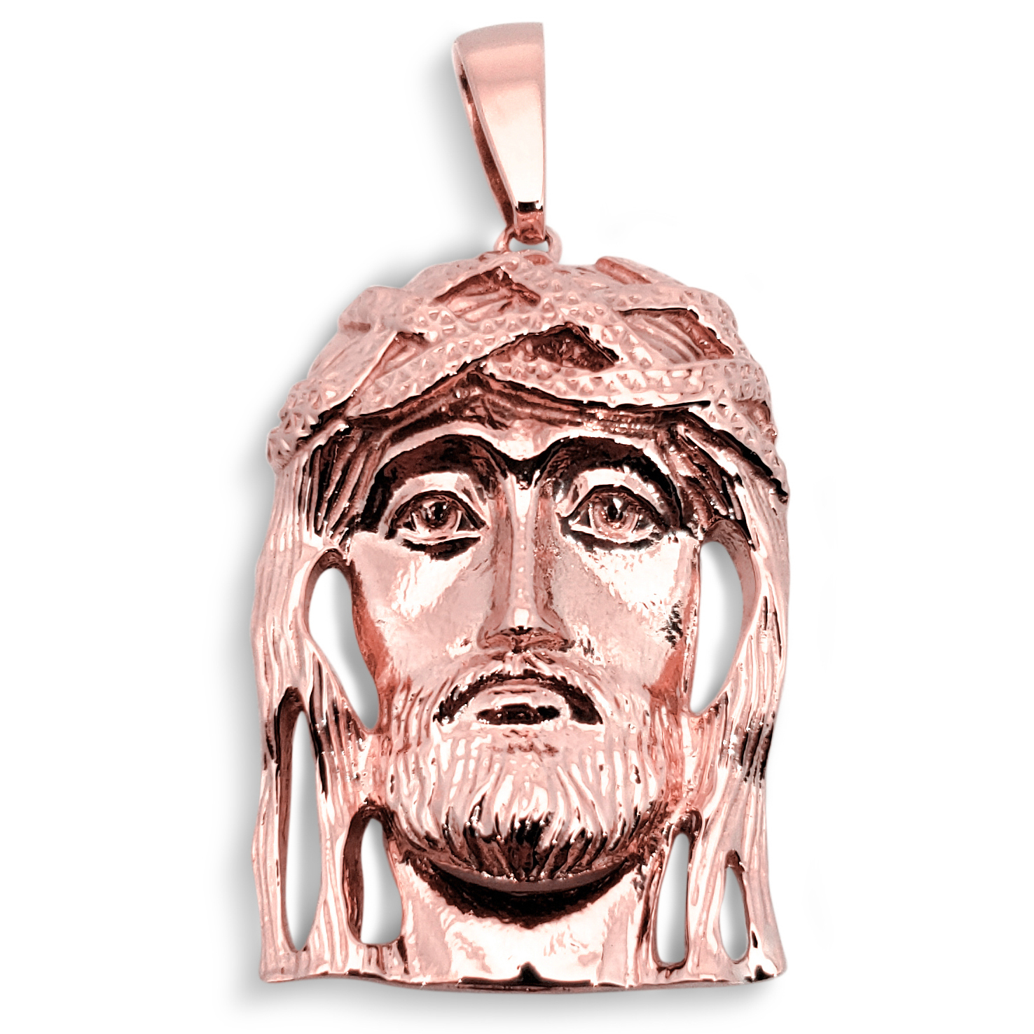 Solid 18K Rose Gold Jesus Pendant Real Gold Jesus Piece 3 Sizes