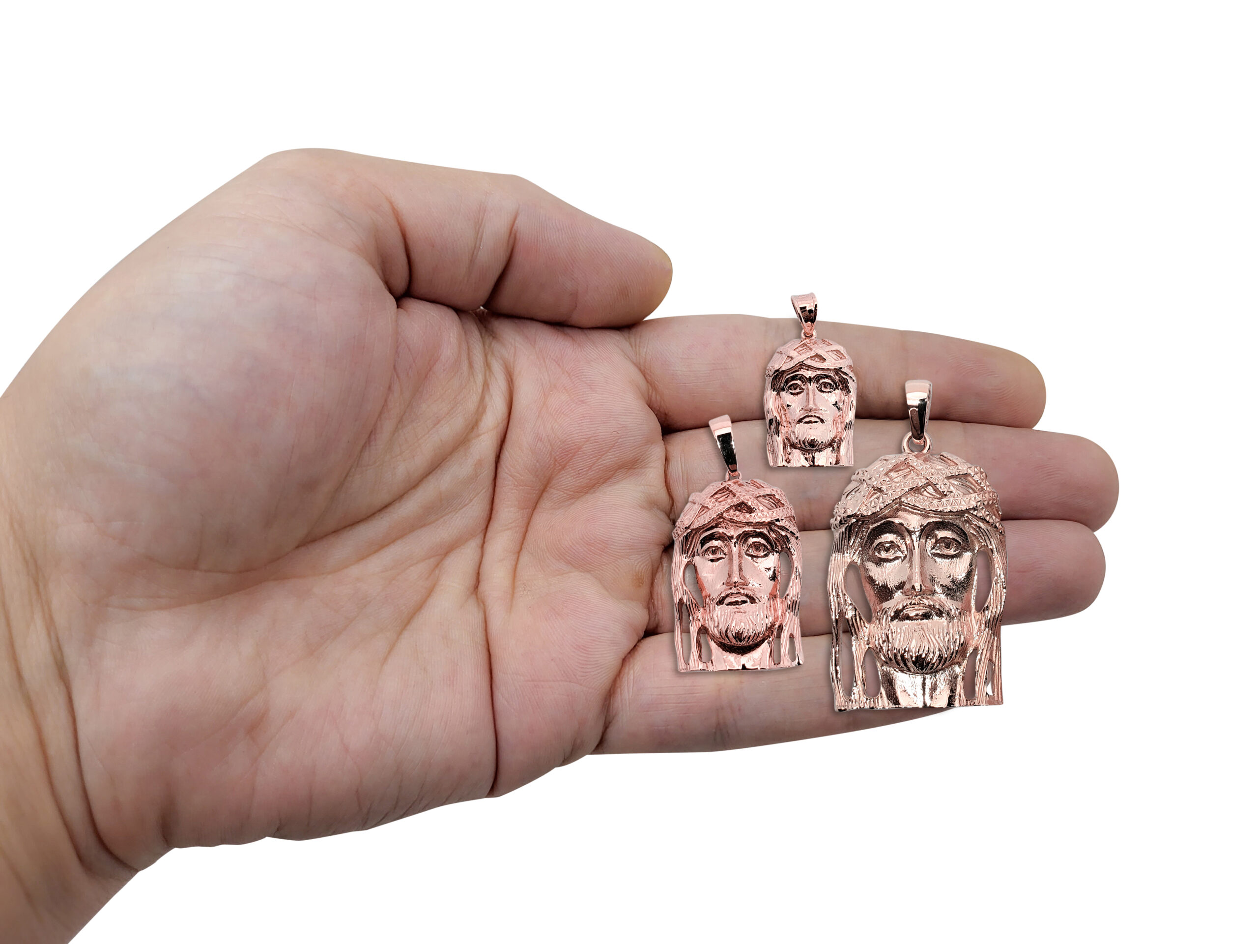 Solid 18K Rose Gold Jesus Pendant Real Gold Jesus Piece 3 Sizes 
