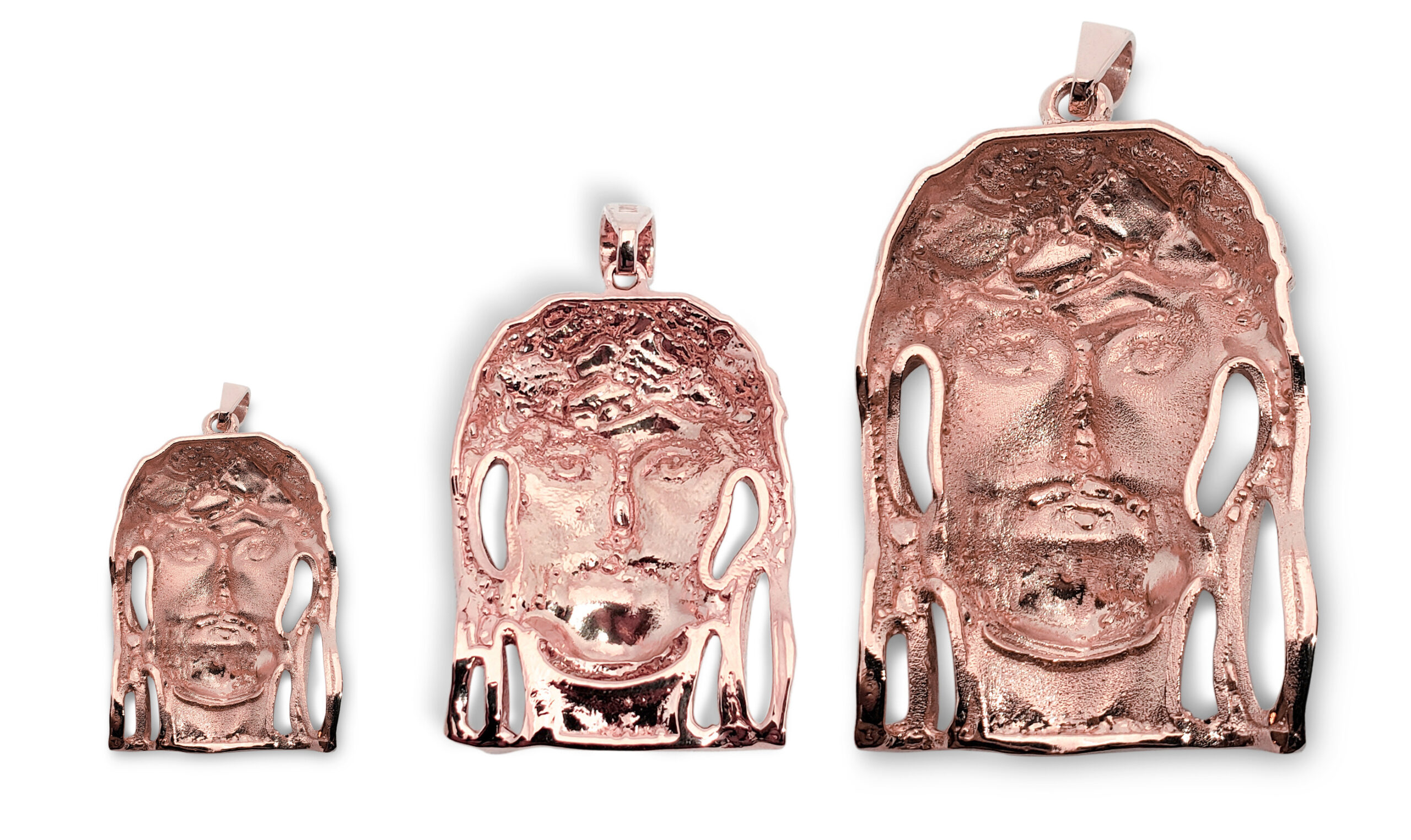 Solid 18K Rose Gold Jesus Pendant Real Gold Jesus Piece 3 Sizes 