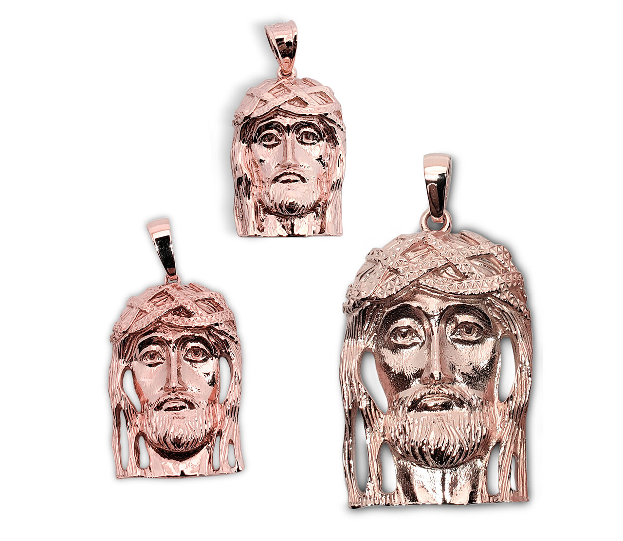 Solid 18K Rose Gold Jesus Pendant Real Gold Jesus Piece 3 Sizes 