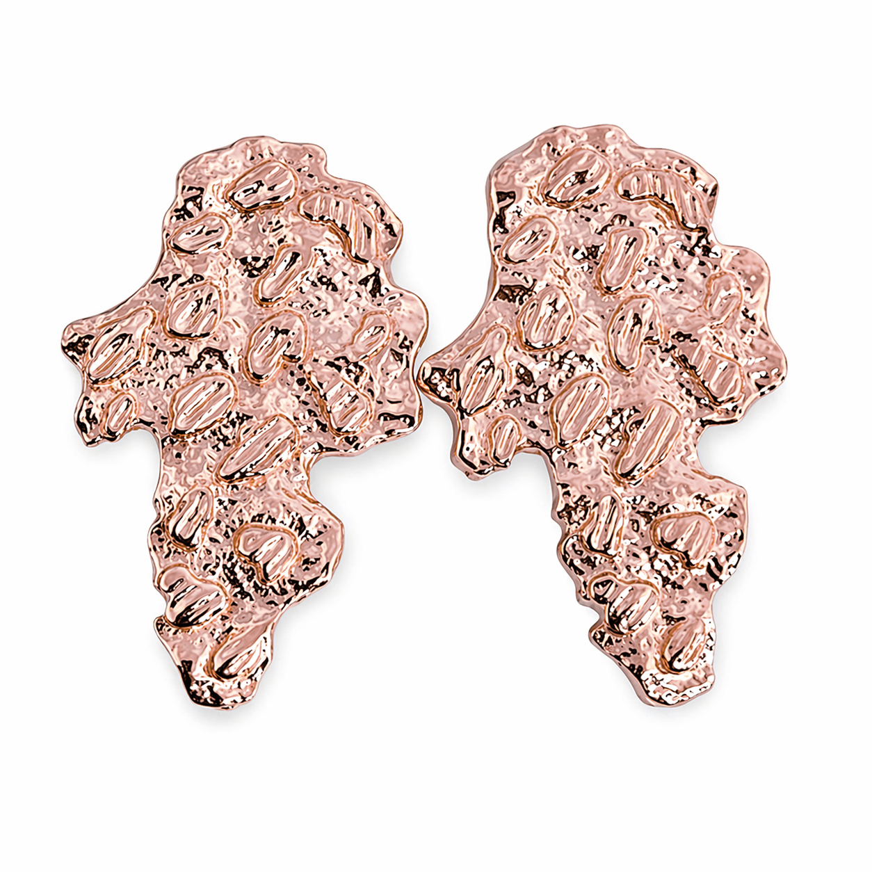 Solid 14K Rose Gold Mens Nugget Earrings, All Sizes (Small, Medium, Large)