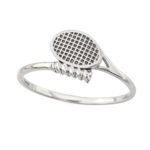 Solid 10K White Gold Tennis Ring Womens Tennis Racket Ring Size 3-12