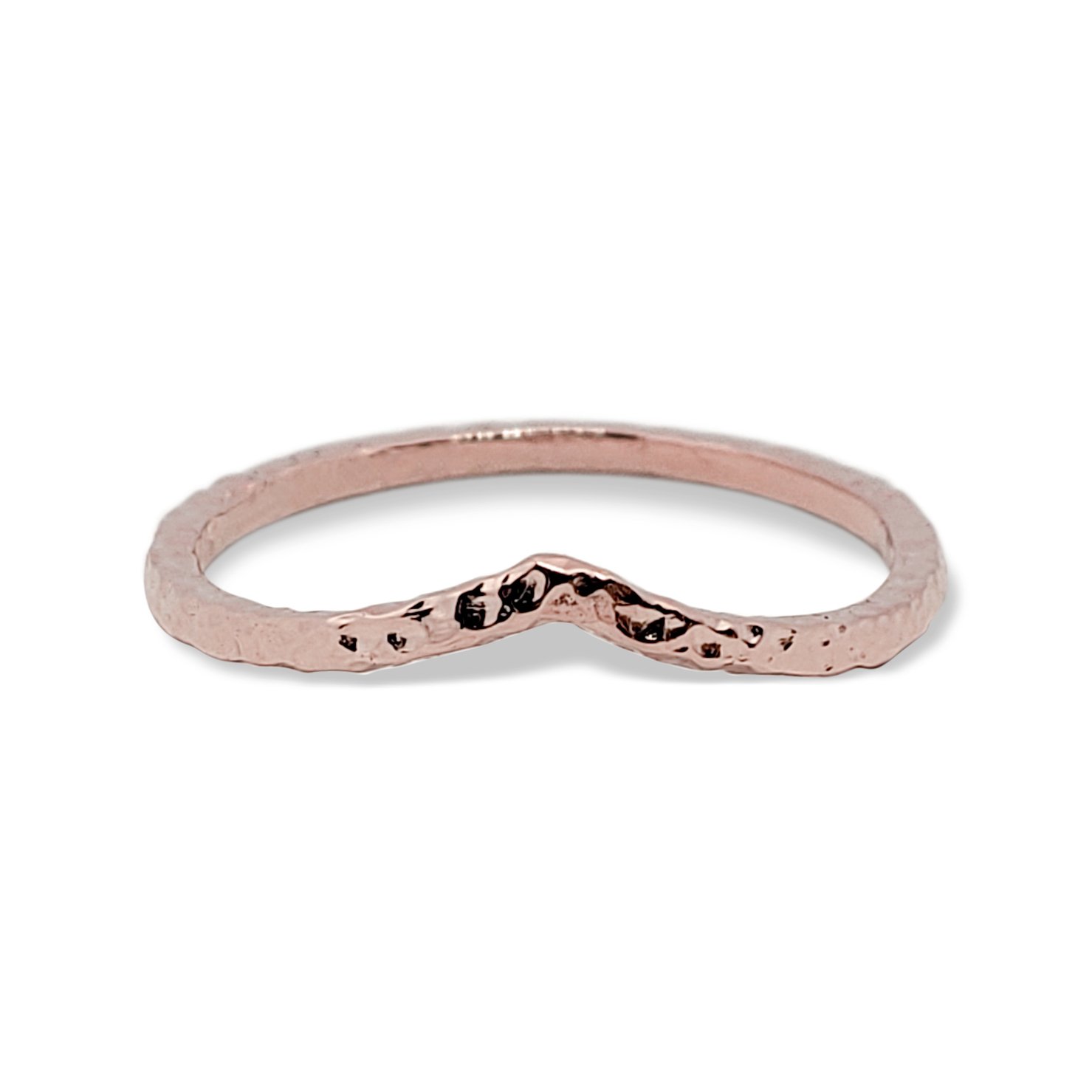 Solid 14K Rose Gold Hammered Ring Gold Chevron Ring Size 1 - 12