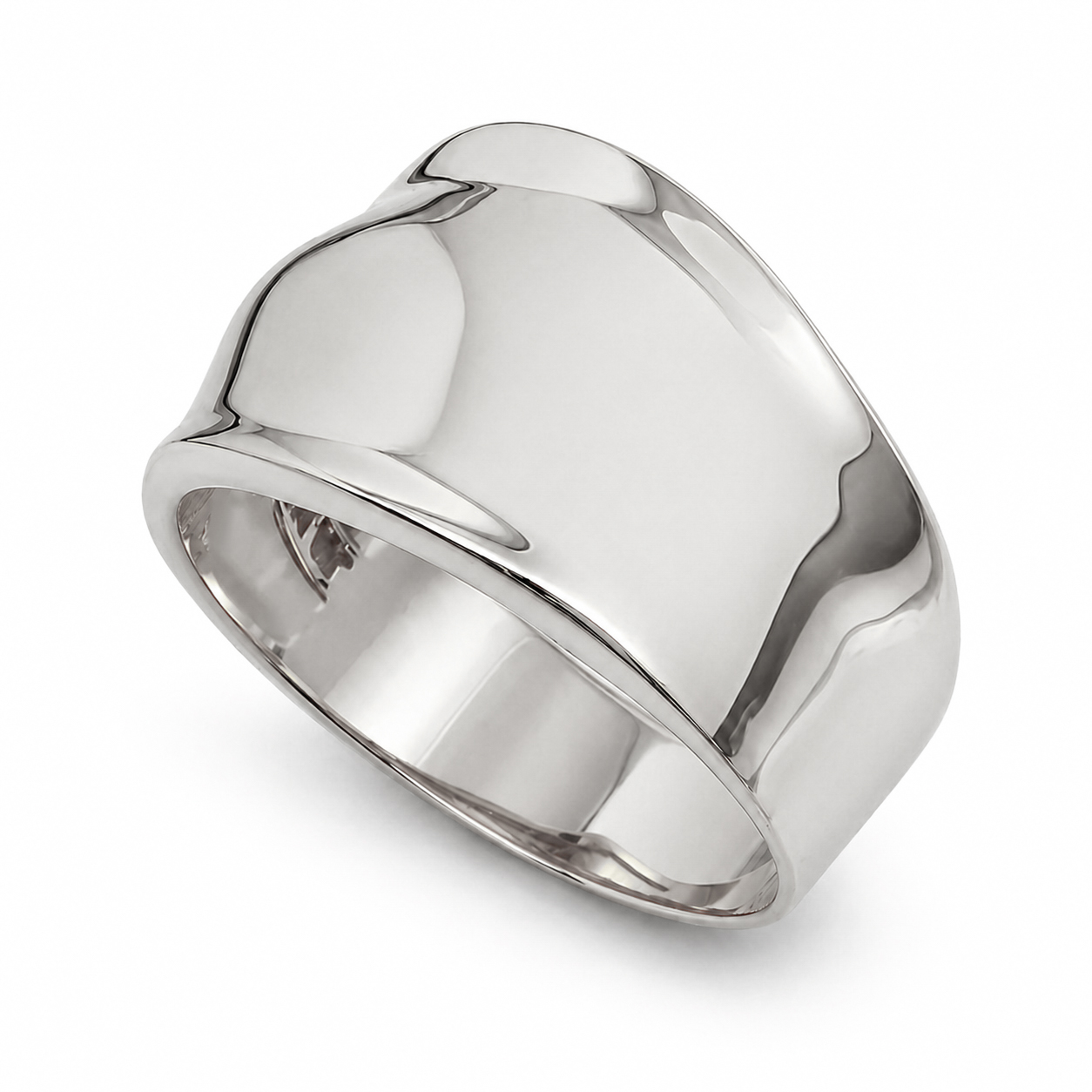 Solid 18K Gold Dome Ring, White Gold Cigar Ring 13mm Sizes 5 - 12