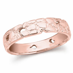 Solid 18K Rose Gold Nugget Ring Band, 5mm Mens Gold Ring, Sizes 1 - 15