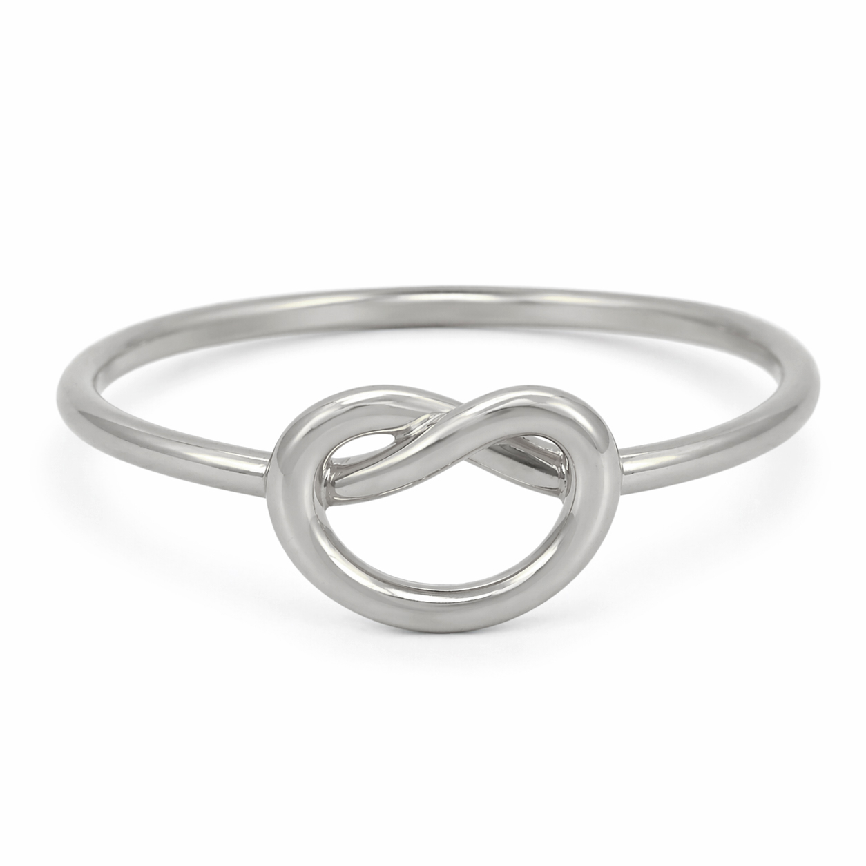 Solid 18K Women's White Gold Love Knot Ring Dainty Thin Band Sizes 1 - 12, Midi