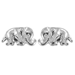 Solid 18K White Gold Elephant Earrings, Elephant Jewelry, Stud Earrings All Sizes