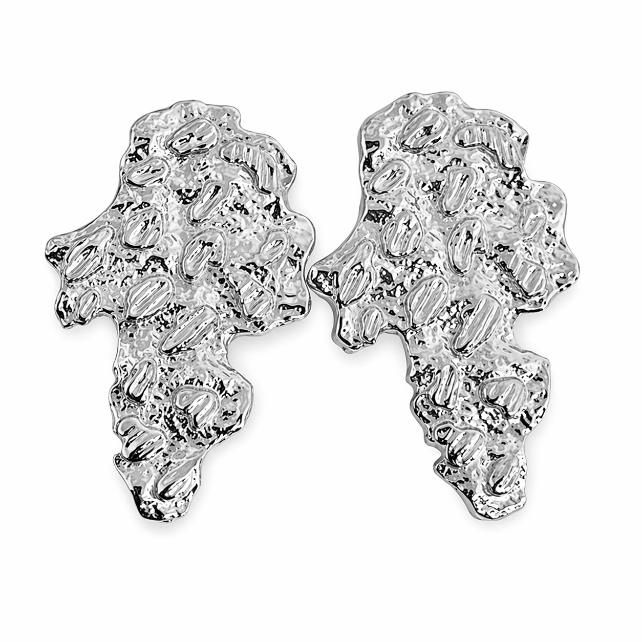 Solid 10K White Gold Mens Nugget Earrings, All Sizes (Small, Medium, Large)