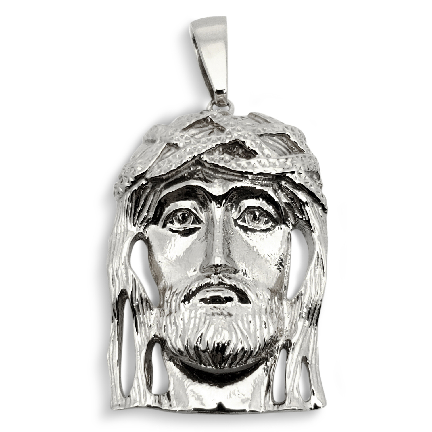 Solid 14K White Gold Jesus Pendant Real Gold Jesus Piece 3 Sizes