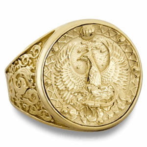 Real 14K Yellow Gold Scorpio Ring, Zodiac Sign Mens Gold Coin Ring Astrology Jewelry