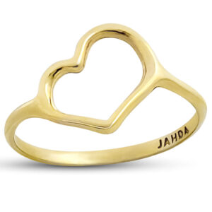 Solid 14K Yellow Gold Heart Ring for Women Asymmetric Sleek Minimalist Ring