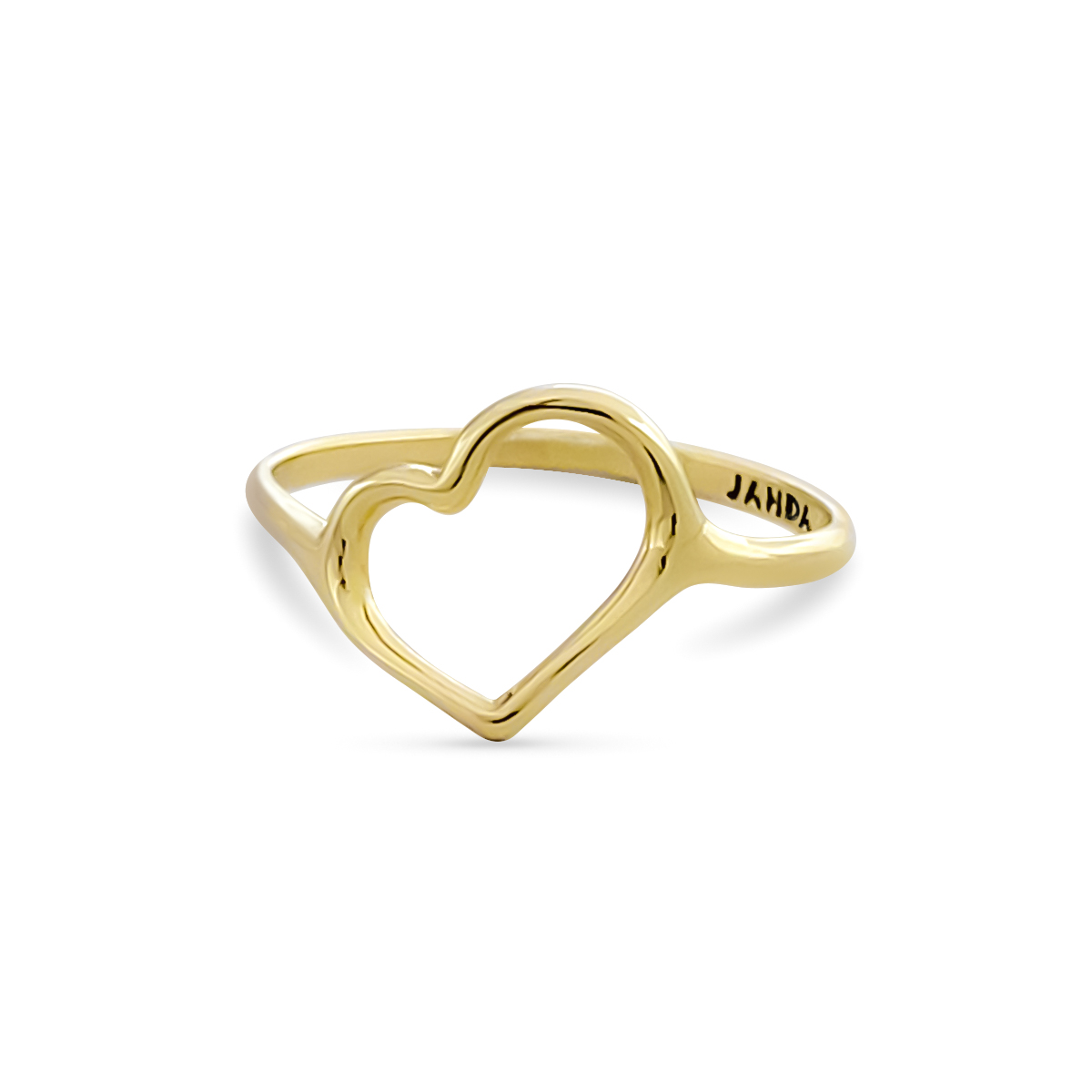 Solid 10K Yellow Gold Heart Ring for Women Asymmetric Sleek