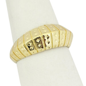 Solid 14K Yellow Gold Dome Ring, Ribbed Pointed Dome Ring, Sizes 5 - 12