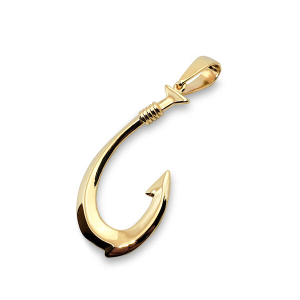 fake hawaiian fish hook Real 18K Yellow Gold Fish Hook Pendant All Sizes Hawaiian Fish Hook  Jewelry, Hawaiian Makau, Hei Matau, Polynesian Pendant