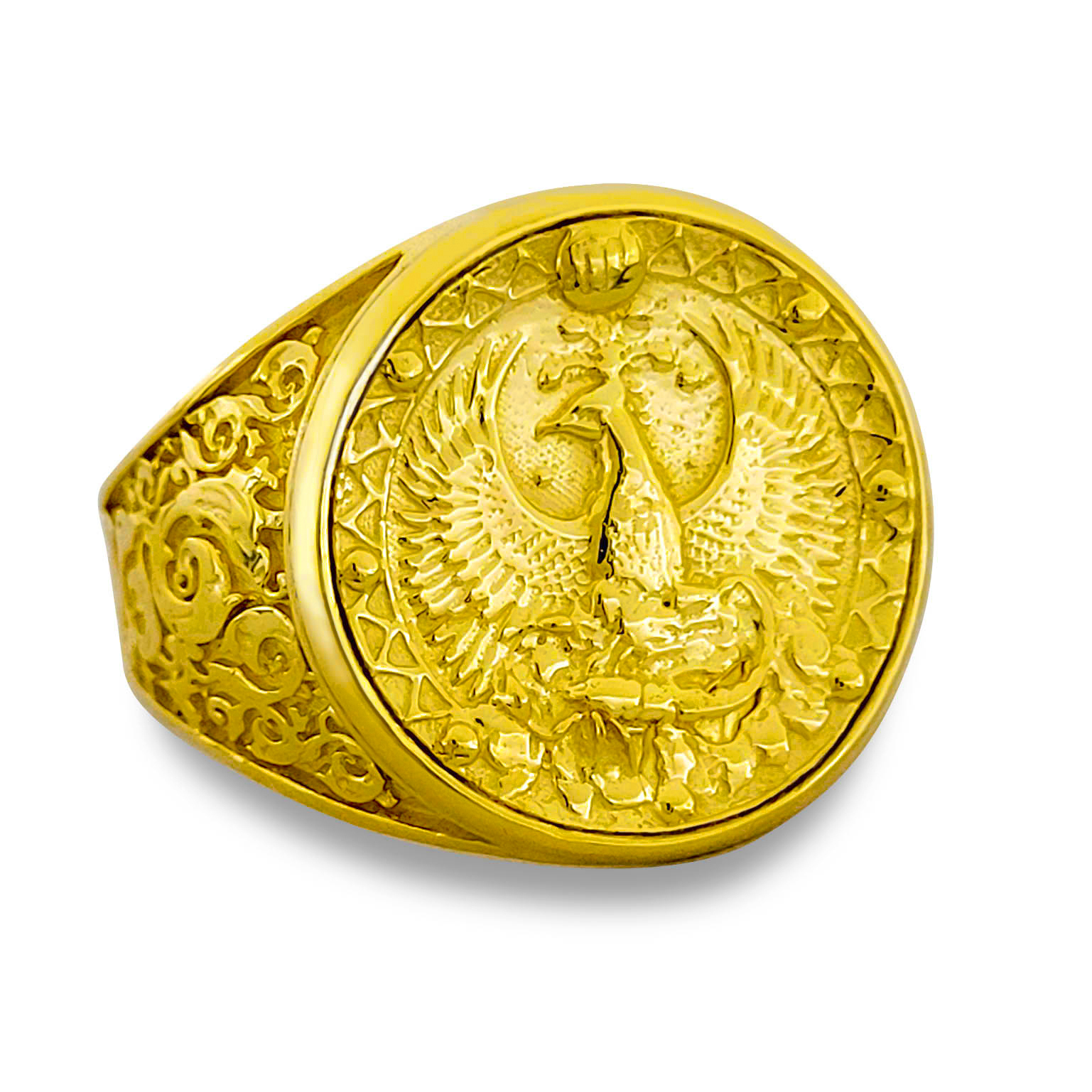 Real 24K Yellow Gold Scorpio Ring, Zodiac Sign Mens Gold Coin Ring Astrology Jewelry