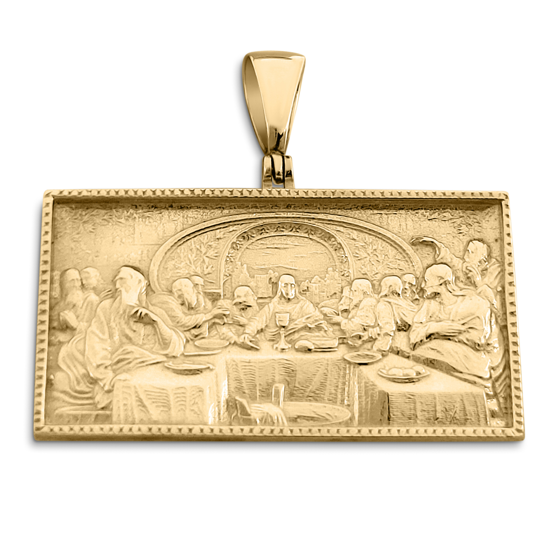 Real 14K Yellow Gold Last Supper Pendant Heavy Solid Mens Religious Medallion