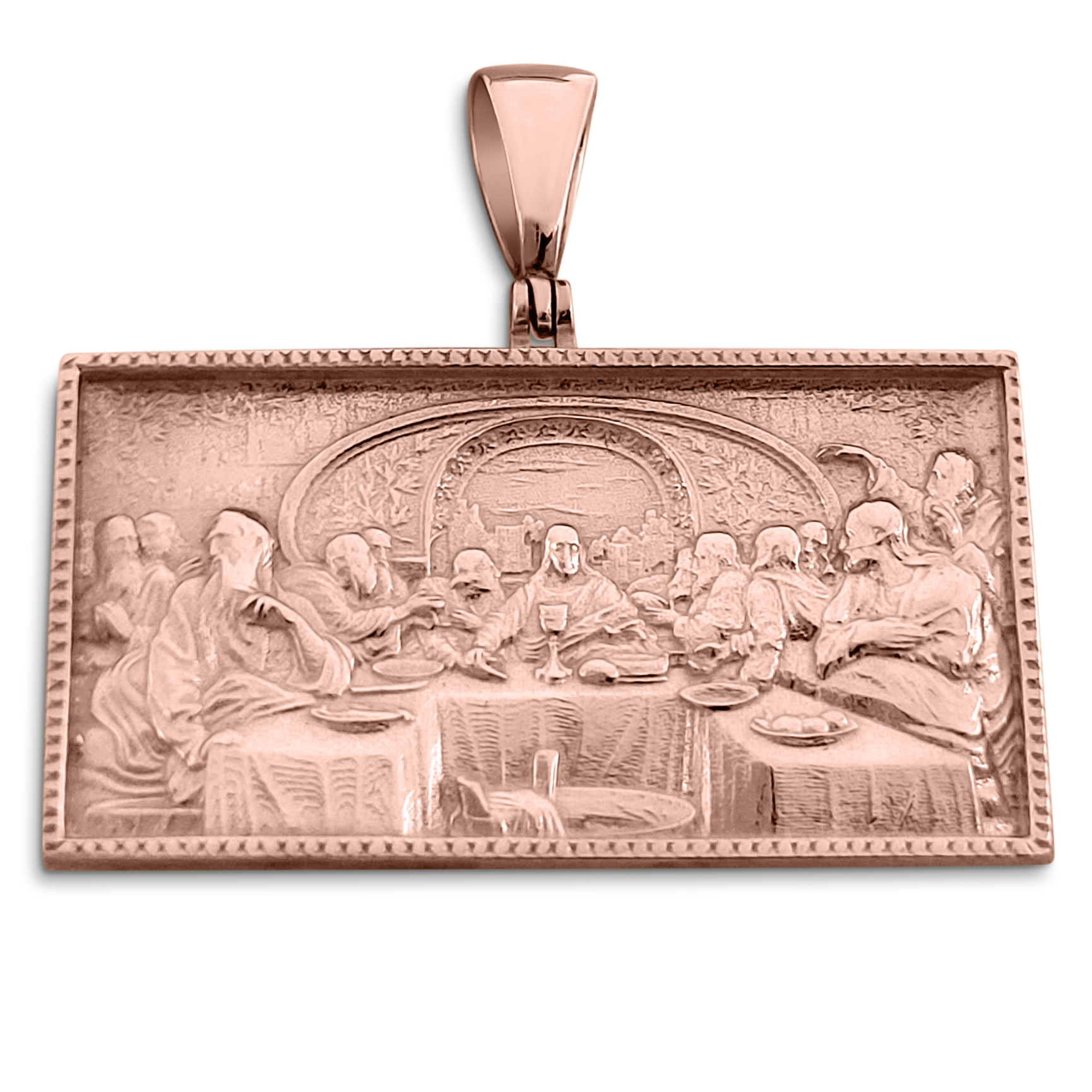 Real 18K Rose Gold Last Supper Pendant Heavy Solid Mens Religious Medallion