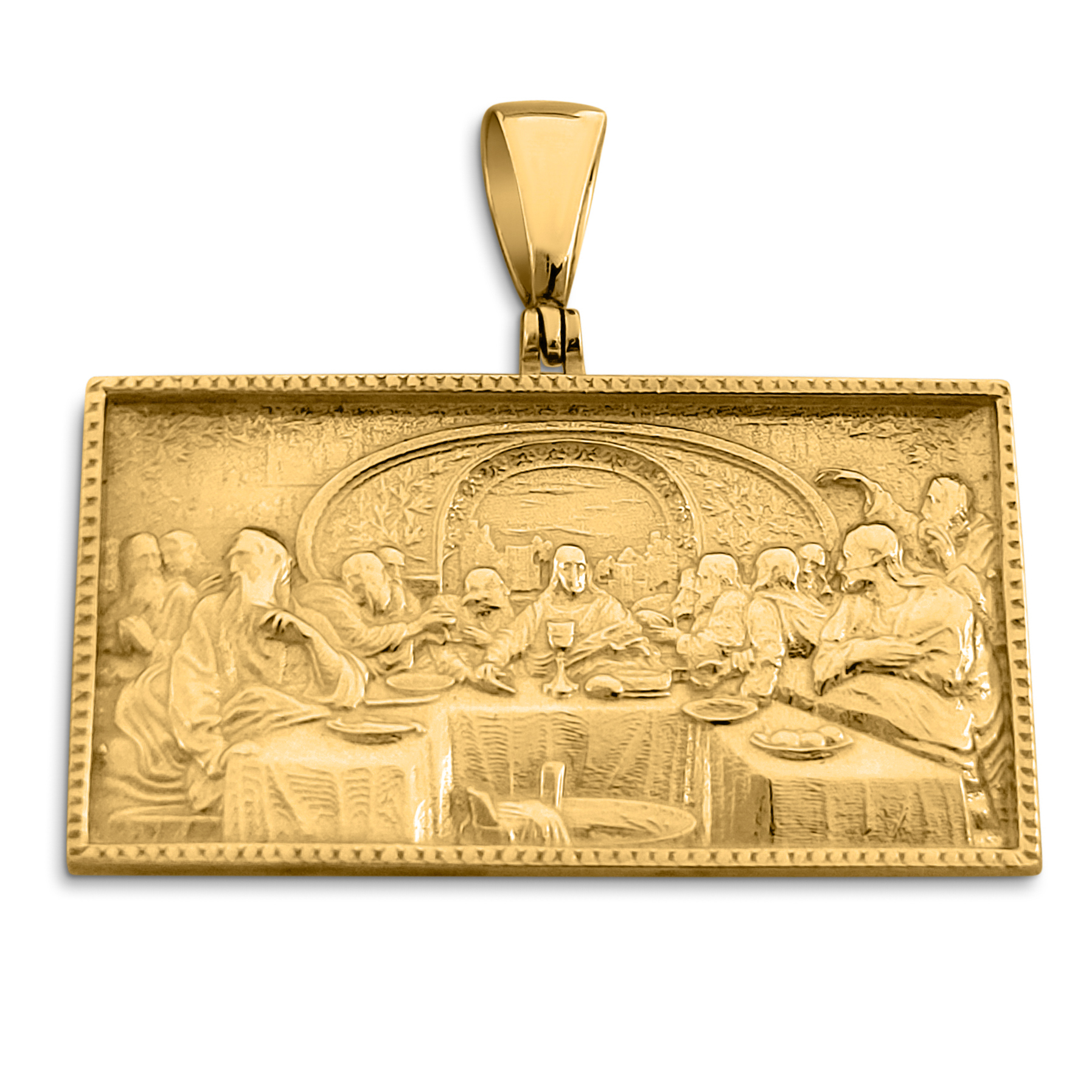 Real 18K Yellow Gold Last Supper Pendant Heavy Solid Mens Religious Medallion