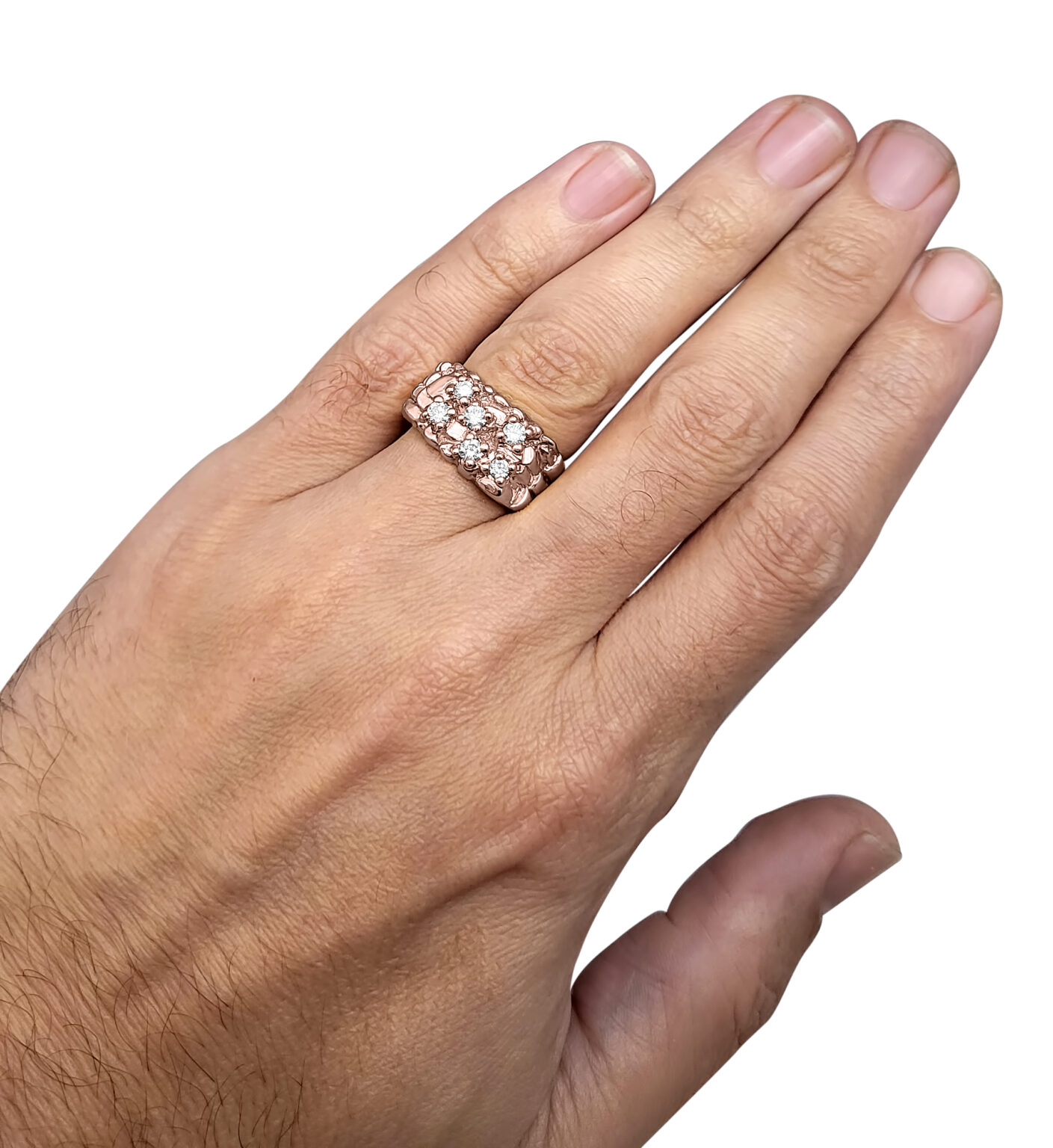 Real 10K Rose Gold 0.52 Carat Diamond Mens Classic Nugget Ring (Natural ...