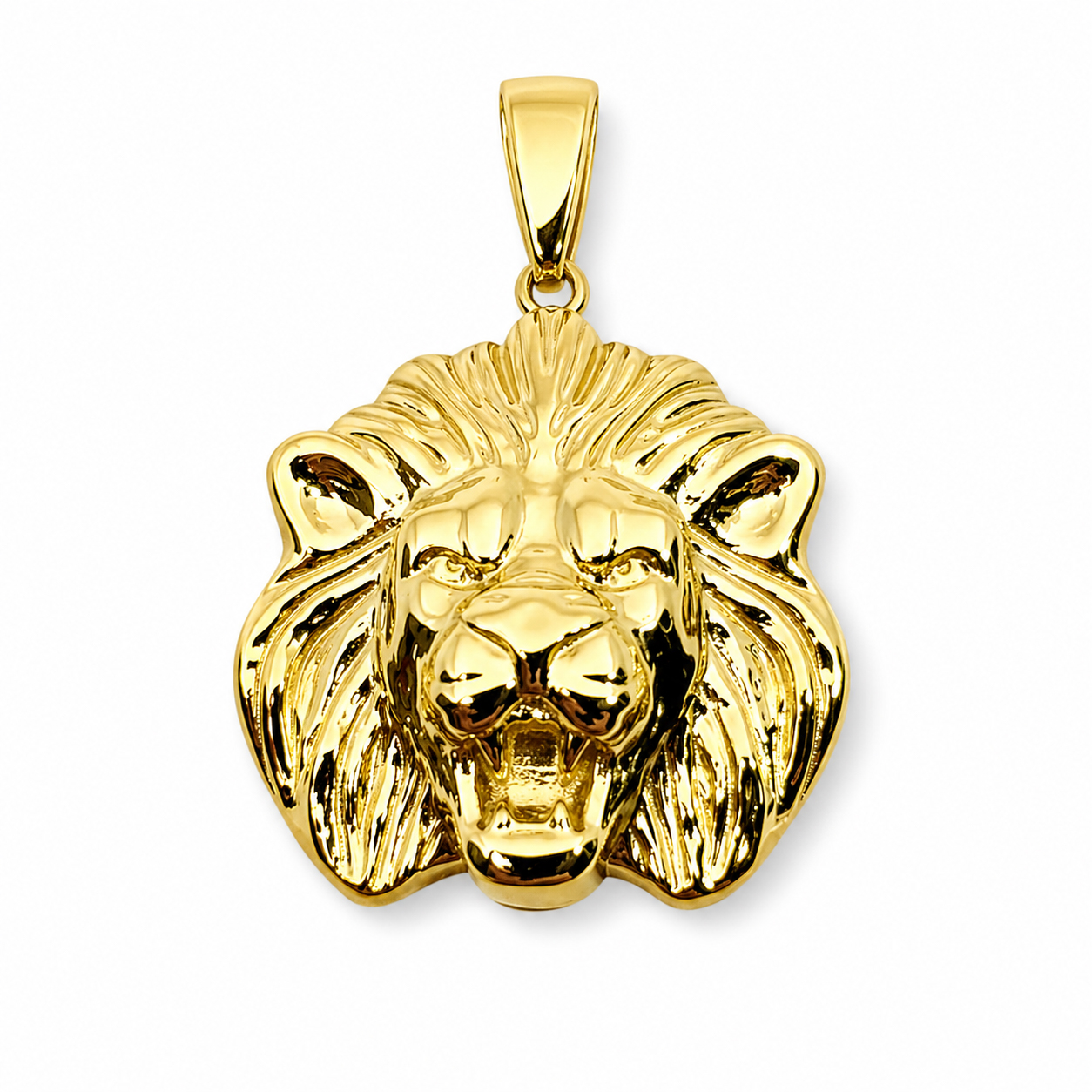 Real 18K Yellow Gold Lion Pendant, 3 Sizes, Solid Gold Leo Pendant